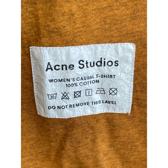 Acne Studios Gold Short Sleeve Casual T-Shirt 100% Cotton Women's Size Small - Picture 2 of 10